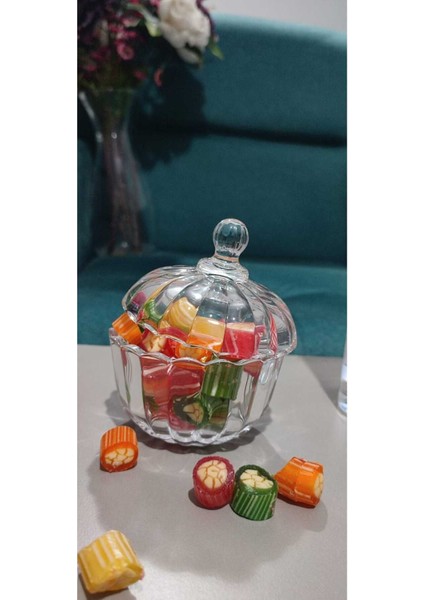 Elite Şekerlik Cam Kapaklı Modern. Yükseklik 15 Cm. Ağız Genişliği 11 Cm. 118 mm Delisoga 1 Adet