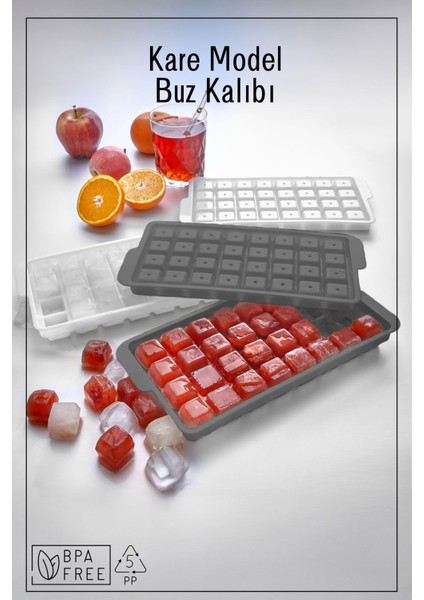 Elite 32 Bölmeli Kare Model Buz Kalıbı - Antrasit 1 Adet