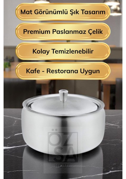 Elite 5 Adet Paslanmaz Çelik Kapaklı Premium Şekerlik Lokumluk Küp Şekerlik Otel Kafe Restoran Şekerlik 1 Adet fiyatları