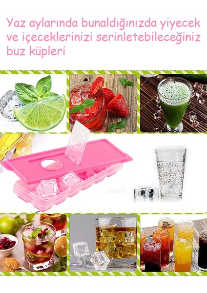 Elite Kapaklı Buz Kalıbı 1 Adet Silikon Buz Kalıbı Esnek Buz Küpü Kokteyller Viski Şarap Meyve Dondurma 1 Adet