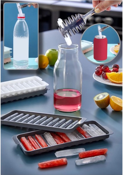 Elite Pratik Çubuk Şeklinde Kokteyl Sunum Buz Kalıbı Buzluk Çubuk Buz Kalıbı Ergonomik 11 Hazneli 1 Adet