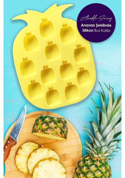 Elite Mum Kalıbı Pratik Ananas Şeklinde Silikon Buz Kalıbı | Silikon Yapışmaz Buzluk Ananas Buz Kalıbı 1 Adet