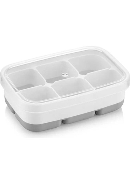 Elite Lüks 3 Lü Yapışmaz Kapaklı Mini Buzluk 6 Bölmeli Ice Box 11,3x7,5x3,7cm (Renkli) 1 Adet