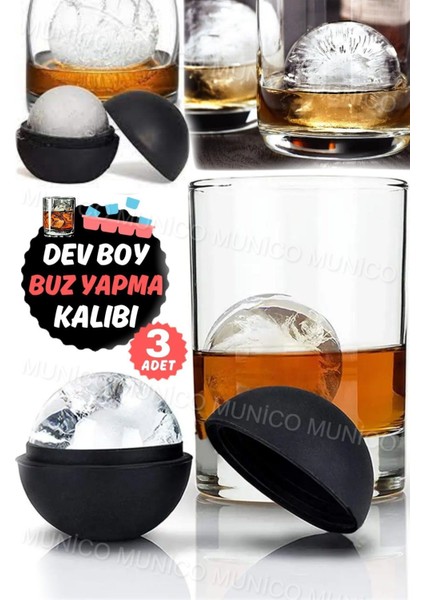 Elite 3 Adet Munico Silikon Buz Küpü Kalıbı Yenilikçi Deneyim Buz Toplarıyla Daha Uzun Keyif Silikon- 1 Adet