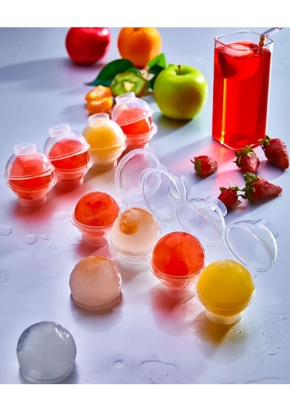 Elite 4'lü Plastlife Küre Buz Kalıbı Buz Topu Dondurucu Buzluk Saklama ve Sunum Kabı 1 Adet