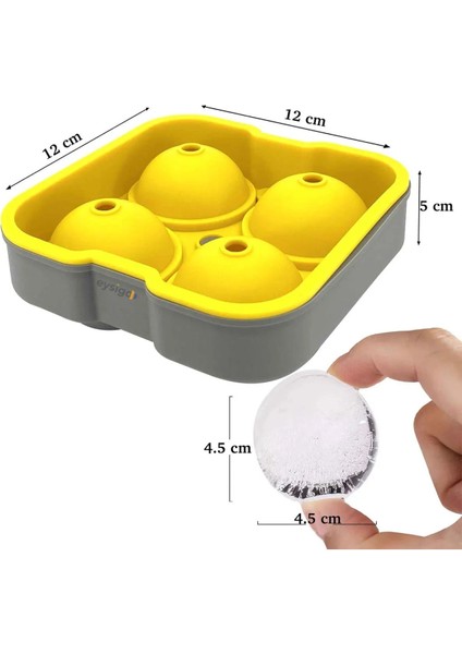 Elite Büyük Boy Silikon 4 Lü Top Buzluk Buz Kalıbı, Sarı Gri 1 Adet modelleri