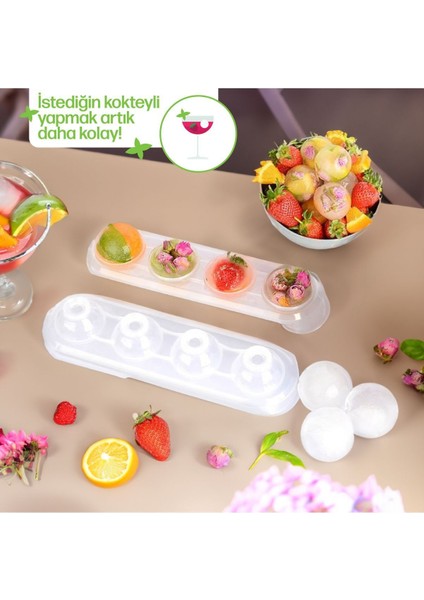 Elite Küre Şekilli Buz Kalıbı - Yuvarlak Buzluk- Turuncu Renkli Silikonlu Buz Küreleri - 2'li Paket 1 Adet fiyatları