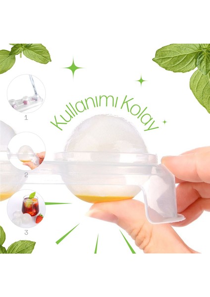 Elite Küre Şekilli Buz Kalıbı - Yuvarlak Buzluk- Turuncu Renkli Silikonlu Buz Küreleri - 2'li Paket 1 Adet fırsatları