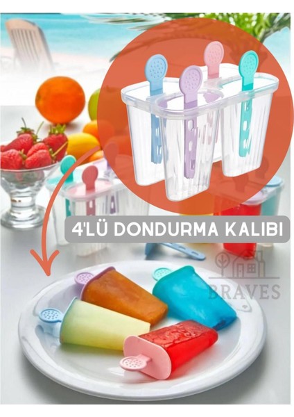 Elite 4 Bölmeli Meybuz Kalıbı Sunum Dondurma Kalıbı Pratik 1 Adet