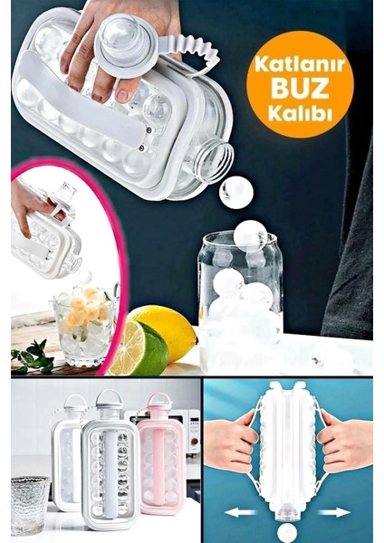 Elite Katlanır Buz Küpü Kalıbı ve Içecek Şişesi Pratik Taşınabilir Buz Küpü 1 Adet