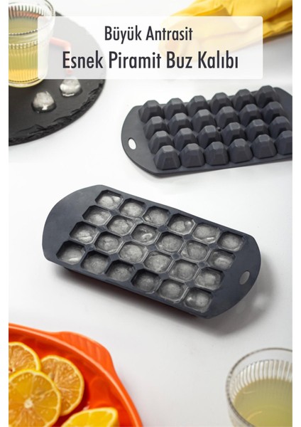 Elite Büyük Antrasit Piramit Buz Kalıbı (13*24*2 Cm) 1 Adet
