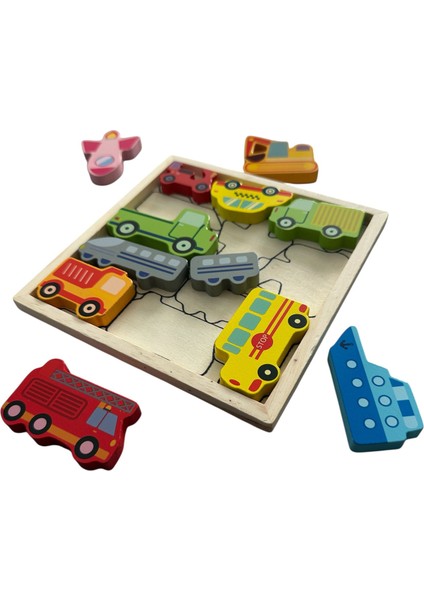 Toys Ahşap Araçlar Yapboz