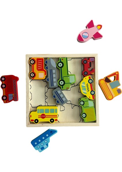 Toys Ahşap Araçlar Yapboz