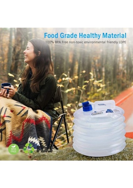 Elite 2 Adet Musluk Kapaklı Akordiyon Portatif 10 Litre Bidon Container Kova 1 Adet