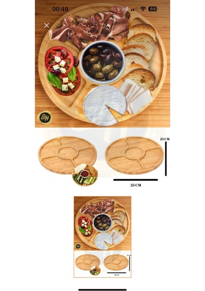 Elite 360 Dönerli 5 Bölmeli Sunum Tabağı Kahvaltılık , Çerezlik, Sunumluk Bambu Yuvarlak 33 X33 1 Adet fiyatları