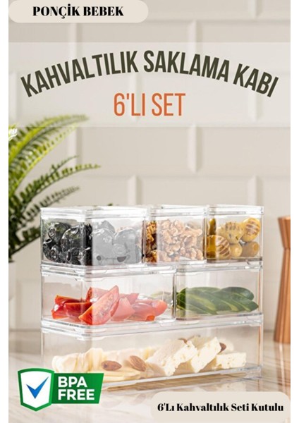 Elite 6'lı Şeffaf Baharatlık ve Kahvaltılık Saklama Kabı Seti Kutulu 1 Adet