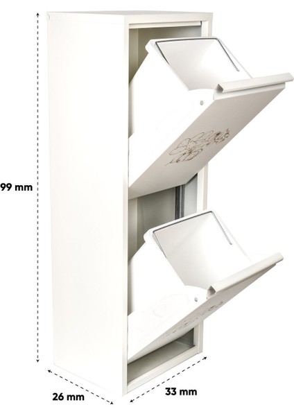 Elite Leyl 2 Katlı Beyaz Baskılı Metal Sebzelik – 100 cm Patates ve Soğanlık Çok Amaçlı Dolap 1 Adet modelleri