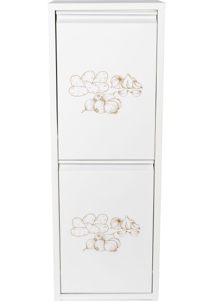Elite Leyl 2 Katlı Beyaz Baskılı Metal Sebzelik – 100 cm Patates ve Soğanlık Çok Amaçlı Dolap 1 Adet fırsatları