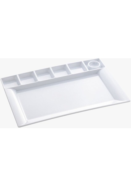 Elite Melamin x 6 Adet Kahvaltı Tabak 7 Bolumlu 36CM Beyaz (36.2X26.2X2CM 694GR) 1 Adet