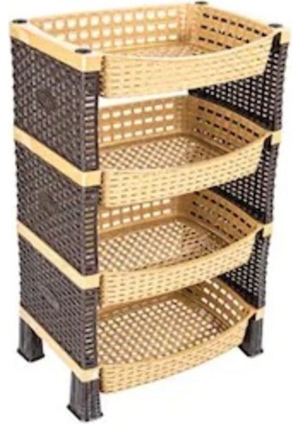 Elite Rattan 4'lü Eko Sebzelik Koyukahve 1 Adet