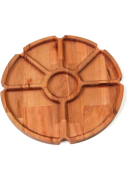 Elite Ahşap 7 Bölmeli Sunum Tepsisi (Çerezlik, Kahvaltılık, Ikramlık - 30X30CM) - 1 Adet