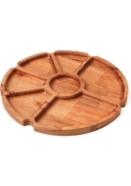Elite Ahşap 7 Bölmeli Sunum Tepsisi (Çerezlik, Kahvaltılık, Ikramlık - 30X30CM) - 1 Adet