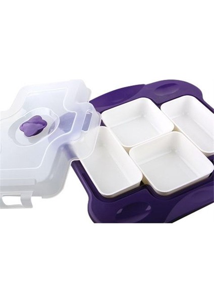 Elite Plastik Gövdeli 4 Kaseli Kapaklı Kahvaltı Sunum Servis Seti 1 Adet