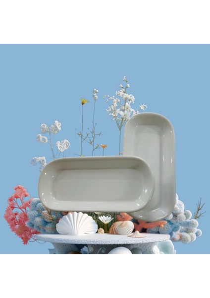 Elite Seramik 20 x 9 cm Oval Peynir Tabağı Çerezlik 1 Adet