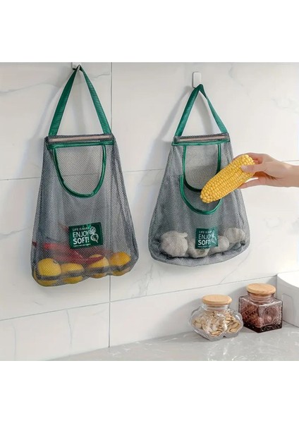 Elite Home Asılabilir File Sebze Çantası, Tek Gözlü Büyük Boy, Patates Torbası, Soğan Torbası 1 Adet