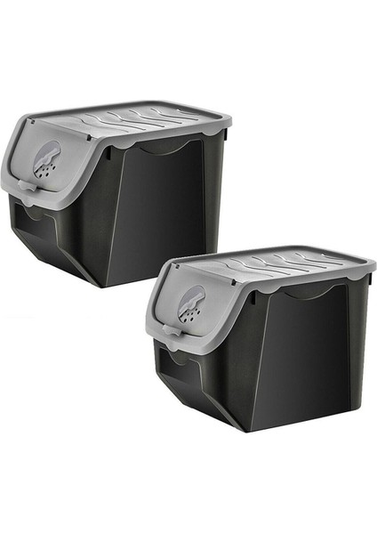 Elite Plastik Coral 12 Litre 2'li Soğan Patates Saklama Kutusu Siyah-Gri Patates Soğanlık 32 x 23 1 Adet fiyatları