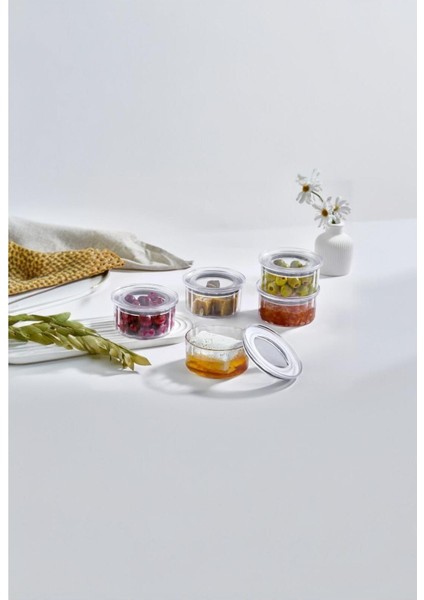 Elite 6 Adet Kahvaltılık-Çerezlik Vakum Kapaklı Kristal Saklama Kabı 0.33 Lt [şeffaf] 1 Adet