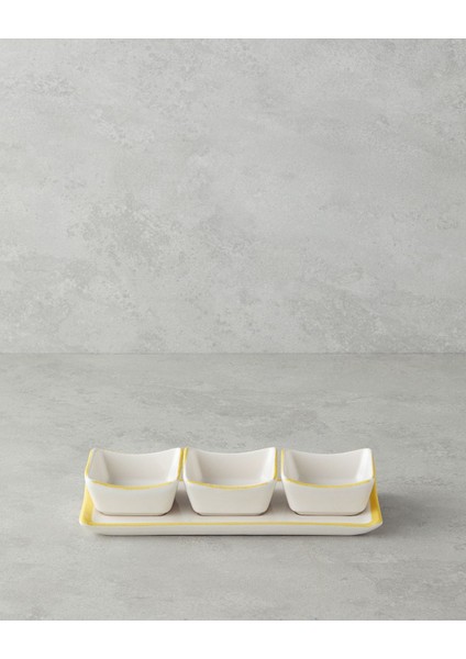 Elite Sunny Seramik 3 Bölmeli Kahvaltılık 4 Parça Sarı 1 Adet