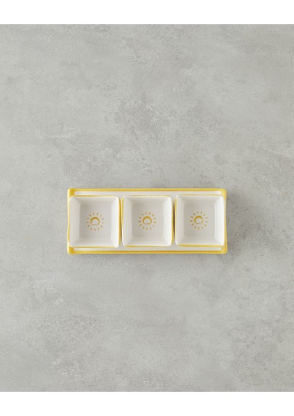 Elite Sunny Seramik 3 Bölmeli Kahvaltılık 4 Parça Sarı 1 Adet modelleri