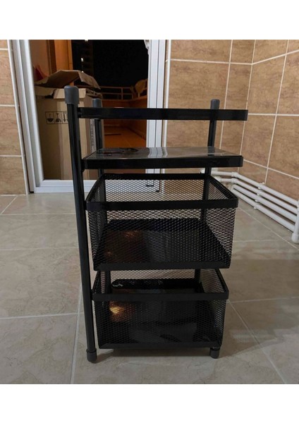 Elite Tezgah Üstü Lüxey Siyah Sebzelik Meyvelik - Patates Soğanlık Metal Paslanmaz 47X27 1 Adet fiyatları