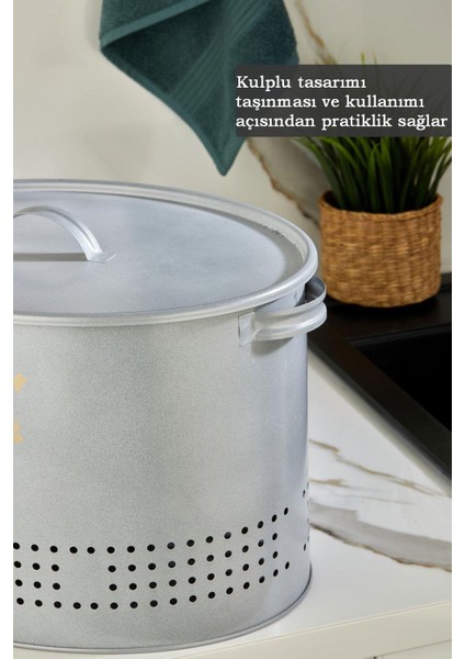 Elite Prego Mega Boy 18 Lt Patates Soğan Saklama Kutusu - 2 Bölmeli Metal Sebzelik Mutfak Düzenleyici Gri 1 Adet modelleri