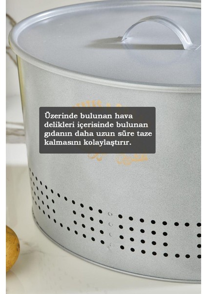 Elite Prego Mega Boy 18 Lt Patates Soğan Saklama Kutusu - 2 Bölmeli Metal Sebzelik Mutfak Düzenleyici Gri 1 Adet fırsatları