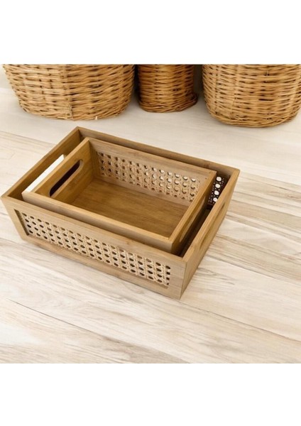 Elite 2'li Bambu Organizer Pinterest Model Banyo Mutfak Düzenleyici Ekmek Sepeti Saklama Kutusu 1 Adet fiyatları