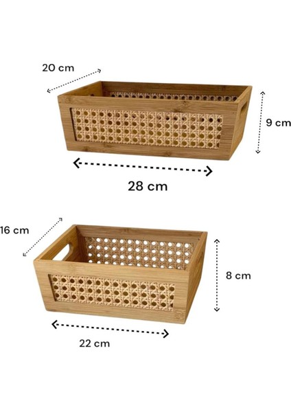 Elite 2'li Bambu Organizer Pinterest Model Banyo Mutfak Düzenleyici Ekmek Sepeti Saklama Kutusu 1 Adet modelleri