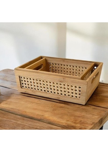 Elite 2'li Bambu Organizer Pinterest Model Banyo Mutfak Düzenleyici Ekmek Sepeti Saklama Kutusu 1 Adet fırsatları