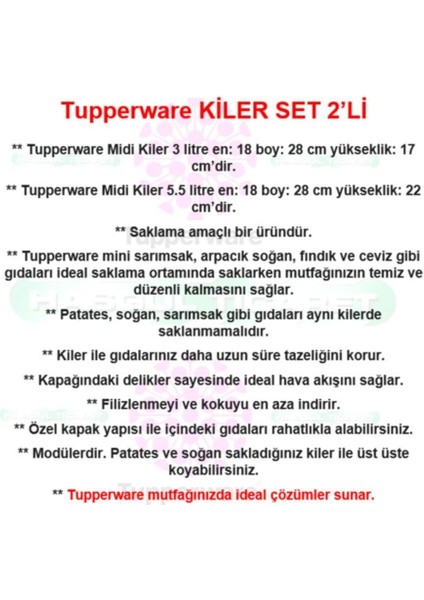 Elite Maksi Midi Patates ve Soğan Saklama Kabı 2'li Hsgl 1 Adet