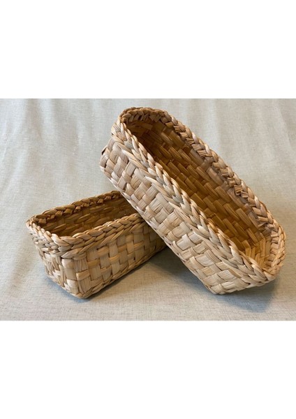 Elite Ev Mutfak Tezgah Üstü Ekmeklik-Yağdanlık Çok Amaçlı Hasır Sepet Deliksiz (Adet Fiyatı) (25CM x 10CM) 1 Adet