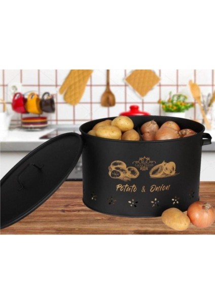 Elite 2 Bölmeli Siyah Patates Soğan Saklama Kabı 1 Adet