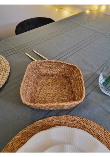 Elite Lider Magnesia Örme Hasır Ekmek Sepeti 22 x 17 cm Dikdörtgen Çok Amaçlı Sepet 1 Adet