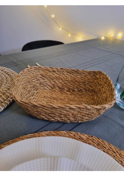 Elite Lider Magnesia Örme Hasır Ekmek Sepeti 22 x 17 cm Dikdörtgen Çok Amaçlı Sepet 1 Adet