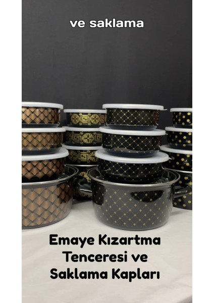 Elite Gold Siyah Emaye Saklama Kabı 14 cm 16 cm 18 cm Ocak ve Fırın Kullanımına Uygun 1 Adet fiyatları