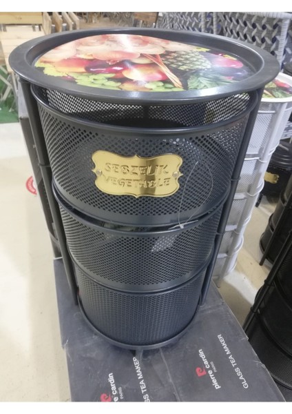 Elite Metal 3 Katlı Aç/kapa Sabit Ayaklı Sebzelik 1 Adet