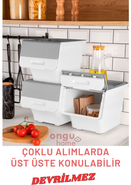 Elite Tekerlekli Çok Amaçlı Patateslik Soğanlık Sebzelik ve Oyuncak Kutusu 12LT. Beyaz-Gri 1 Adet 1 Adet