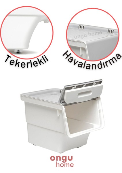 Elite Tekerlekli Çok Amaçlı Patateslik Soğanlık Sebzelik ve Oyuncak Kutusu 12LT. Beyaz-Gri 1 Adet 1 Adet