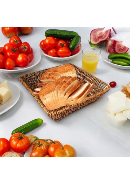 Elite Çok Amaçlı Kare Sepet Kare Ekmek Sepeti Kare Meyve Sepeti 1 Adet