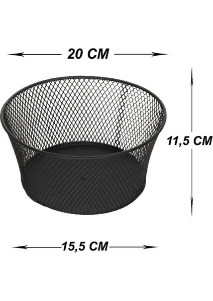 Elite 20 cm Siyah Renk Metal Örgü Modern Meyvelik Sebzelik Patetes Soğanlık Meyve Ekmek Sepeti Düzeleyici 1 Adet modelleri